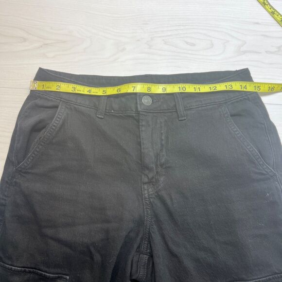 American Eagle Pants Womens 4 Black Cargo Baggy Wide Leg Super High Rise - Picture 5 of 8